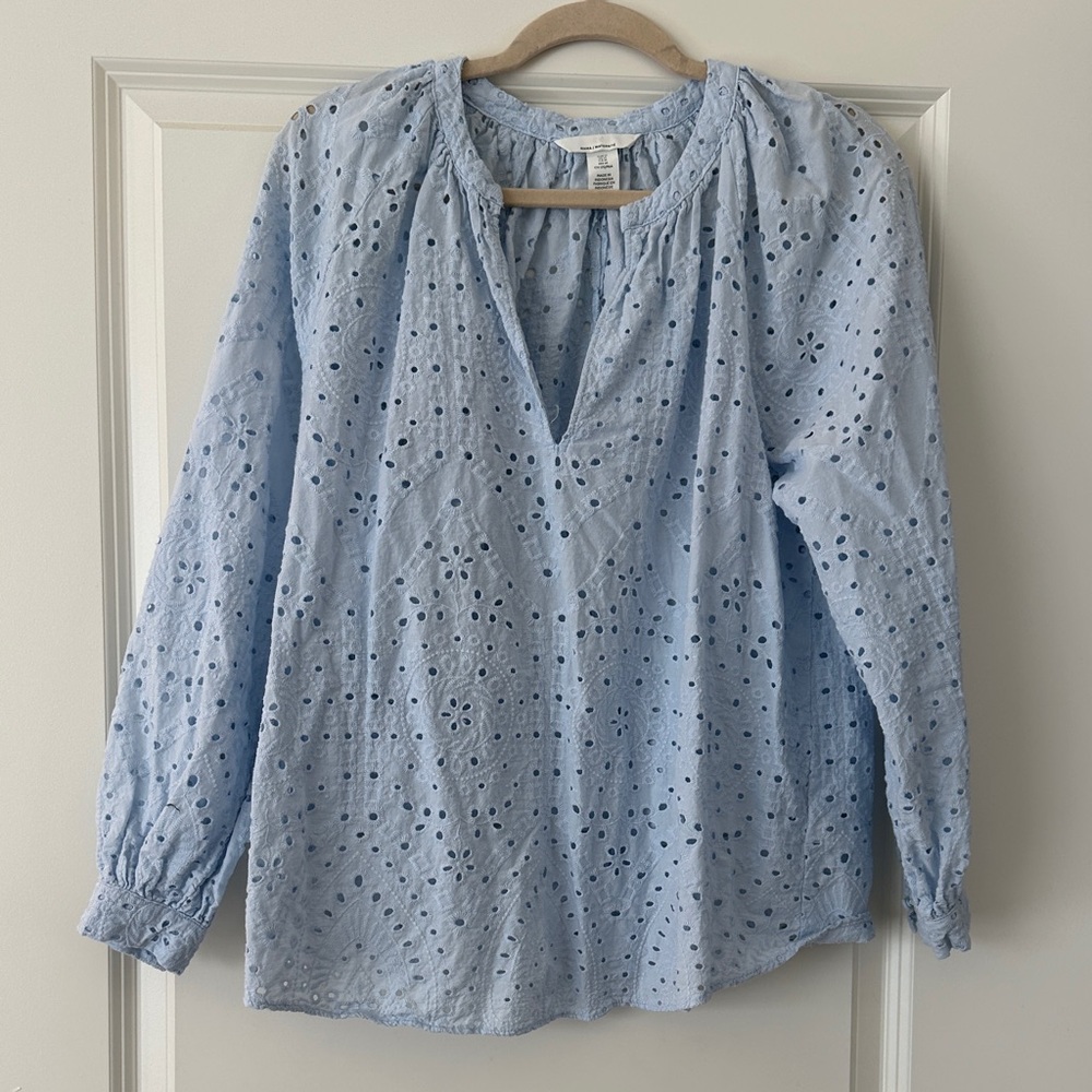 H&M Light Blue Eyelet Blouse maternity